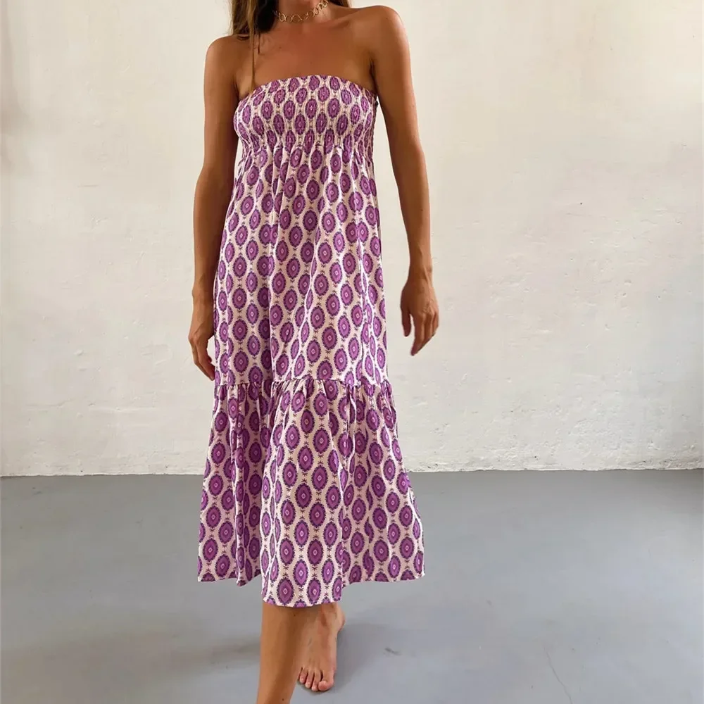 Jupe Longue Vintage pour Femme, Style Boho, Imprimé Y2K, Décontractée, Plage, Maxi, Vêtements Bohème, Été