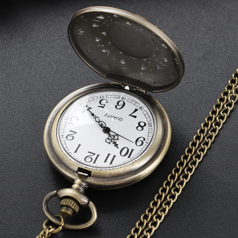 Emerald Cut-Out Design Quartz Pocket Watch Exquisite Necklace Pendant Fob Chain Vintage Steampunk Pocket Watch Men and Women