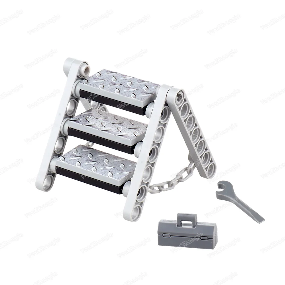 Fold Pedal Utility ladder Building Block Assembly MOC Figures Engineering Model Repair Prop Ornament Equipment Scenes Gifts Toys