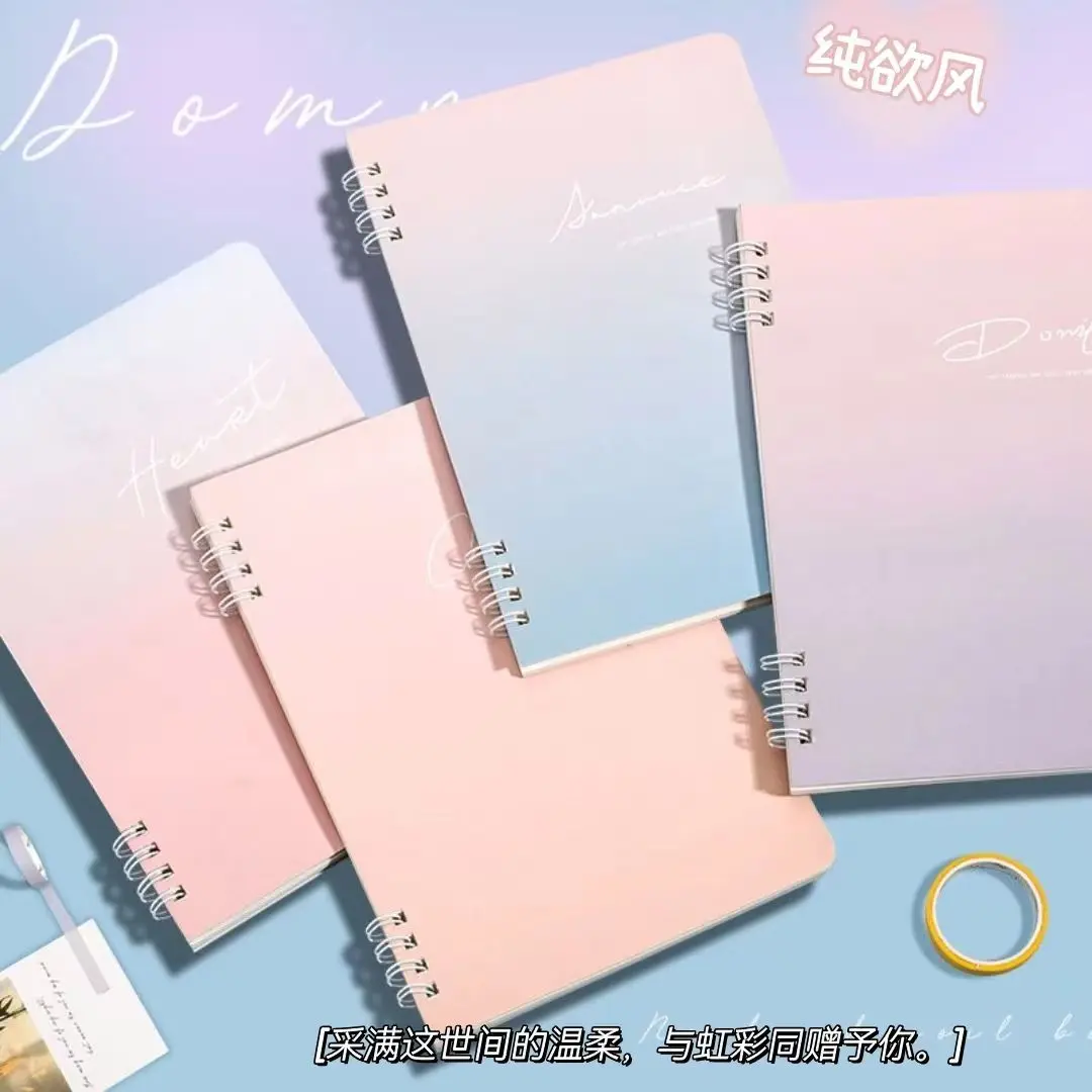 A5 B5 Notebook Ins Kleine Verse Cover Coil Notpad Leuke Cartoon Horizontale Lijn Dagboek Scrapbook Student Levert Bindmiddel Journal