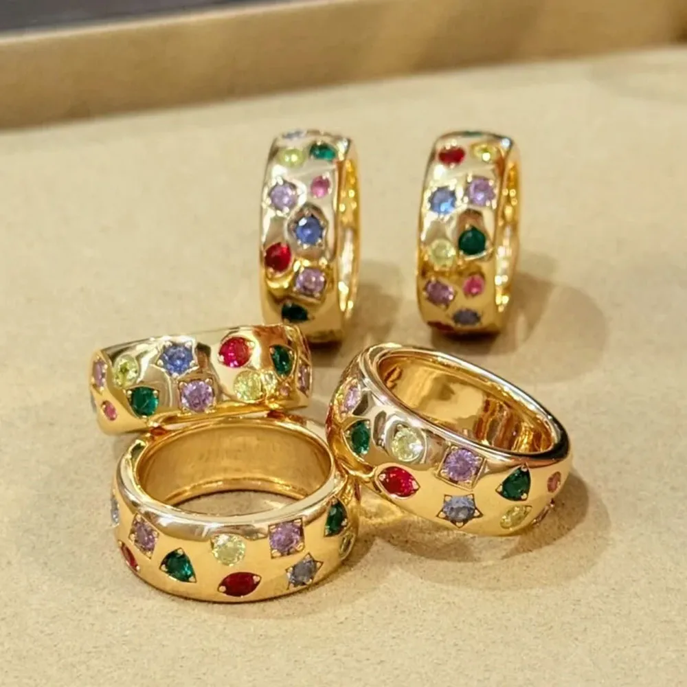 New 925 silver Colorful high-carbon diamonds Rings Gilded Wedding Banquets Exquisite Jewelry Gifts