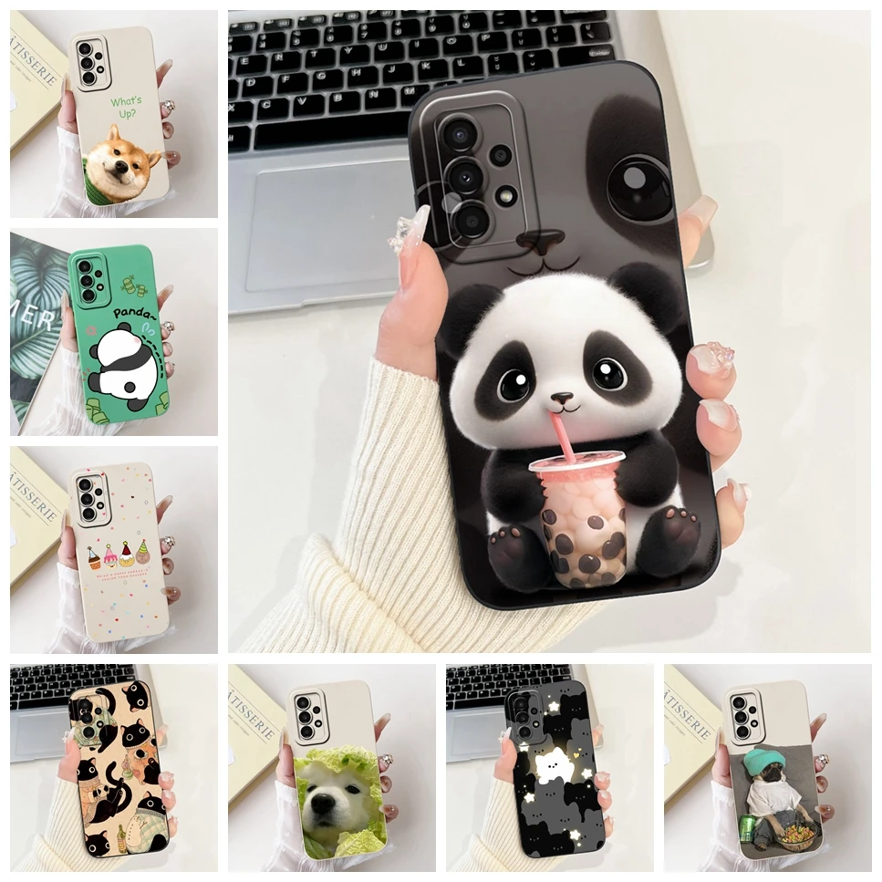 For Samsung A32 4G Case Fashion Cute Panda Painted Shockproof Silicone Cover For Samsung Galaxy A32 Phone Case SM-A325F Fundas