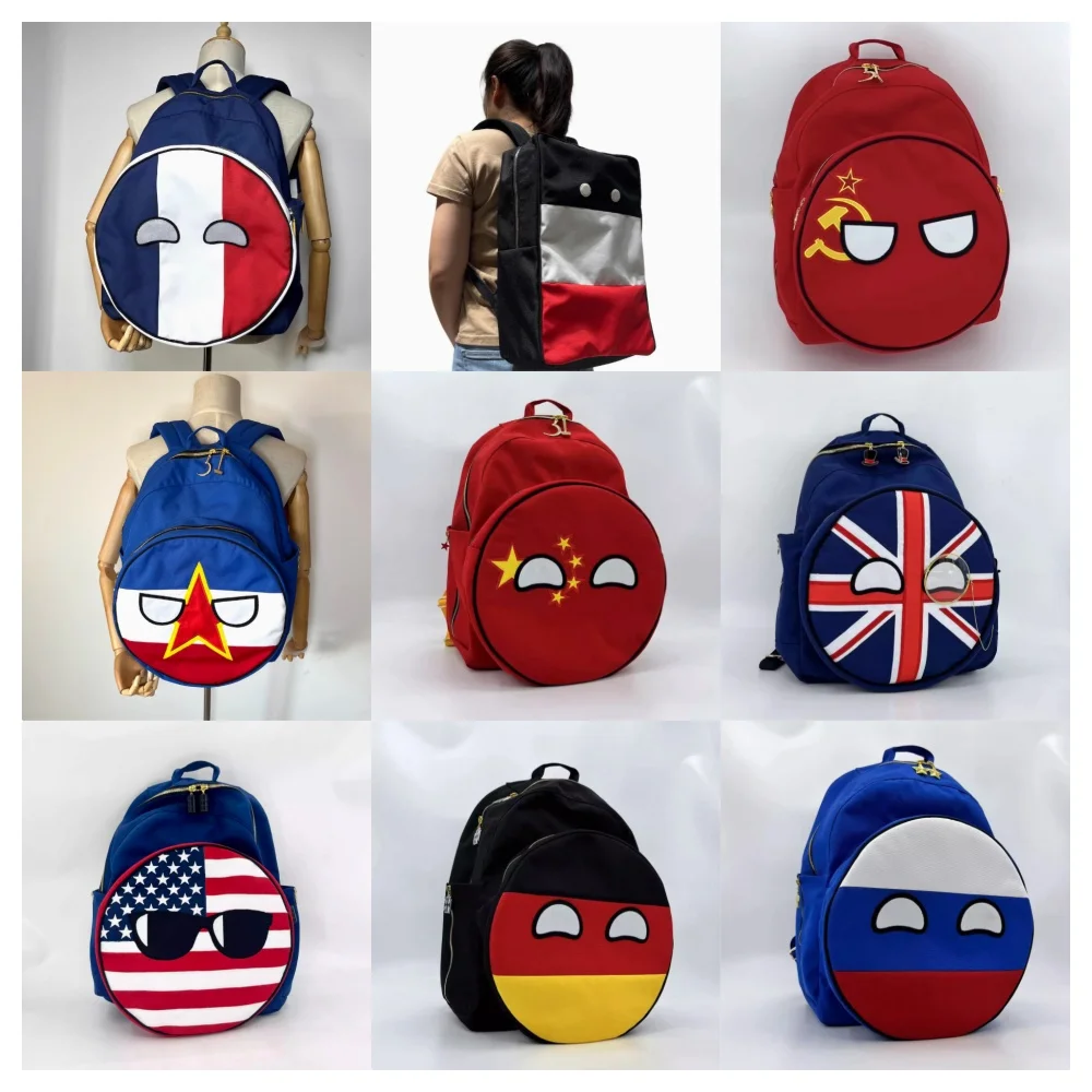 Countryballs Backpack Bag USA Russia France UK United States Kingdom Soviet Union Country Ball Polandball Schoolbag Toy Gift