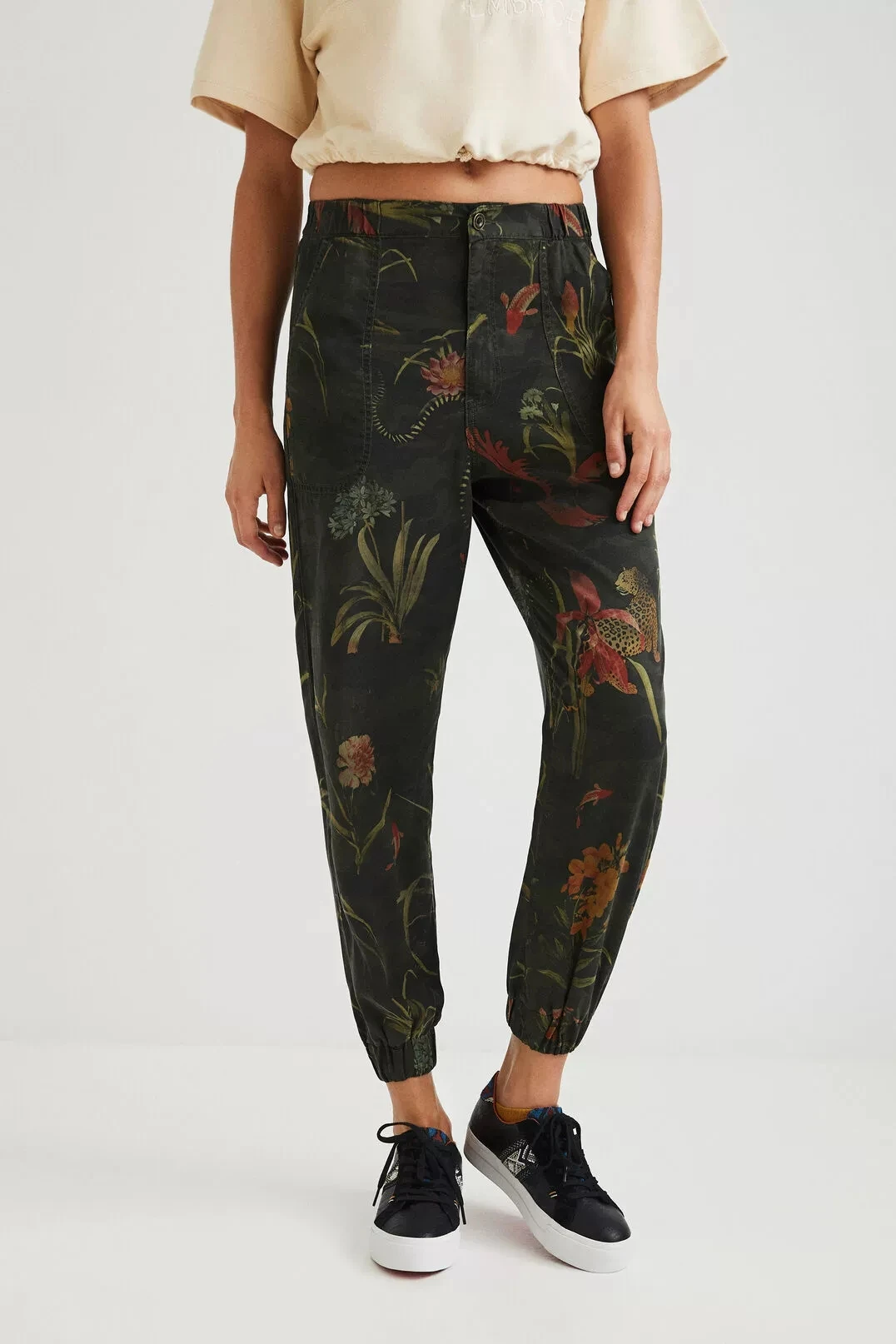 Foreign trade original single Spanish new printed jungle loose pants with loose hem thin trousers