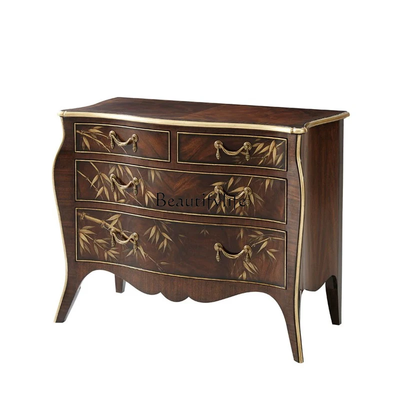 

American neoclassical painted old entrance entrance cabinet bedroom multi-bucket side cabinet