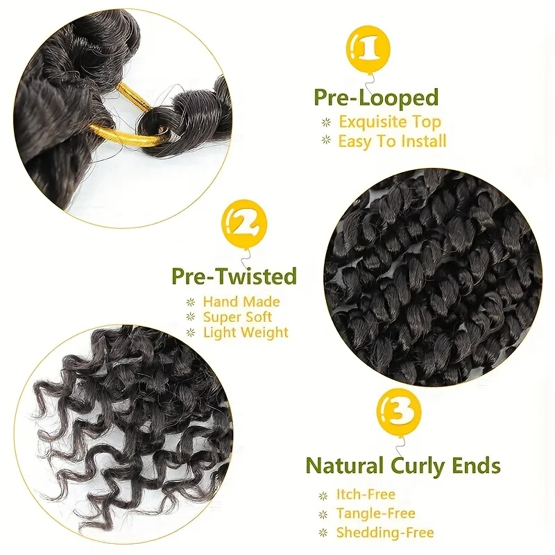 Синтетические волосы Boho Passion Twist Вязание крючком Волосы Passion Twist Волосы Предварительно закрученные в петлю Goddess Вязание крючком Скручивания Богемные вязанные крючком косы с