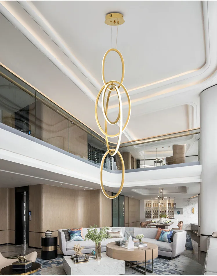 Post Polish Steel LED Pendant Light Gold
