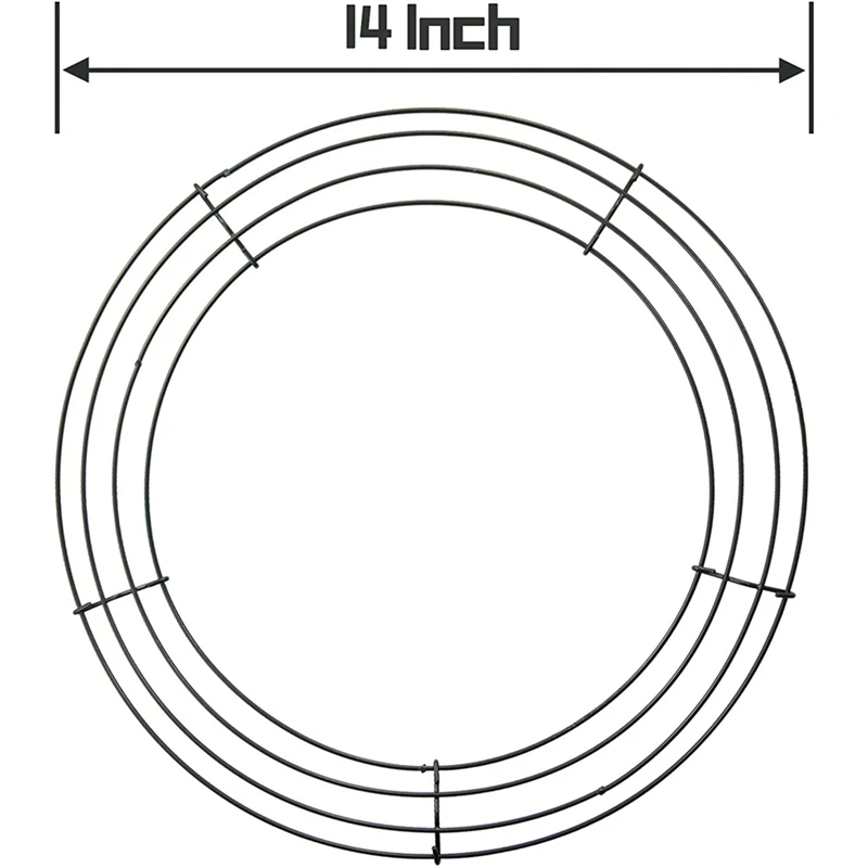 Wire Wreath Frame para Festa de Natal, Redonda, Metal, Form Making, Anéis Verdes, Decoração de Casa, DIY, Pacote de 4, Promoção, 14"