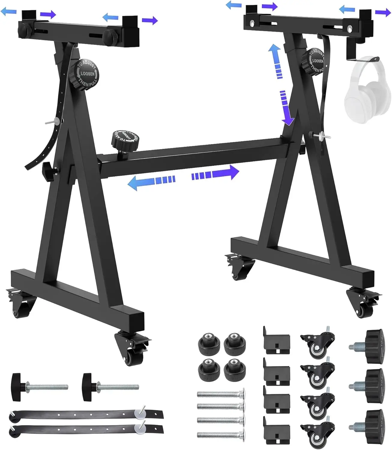 

Регулируемая Z-образная усиленная подставка для клавишных инструментов (61-88 клавиш), портативная, на колесиках