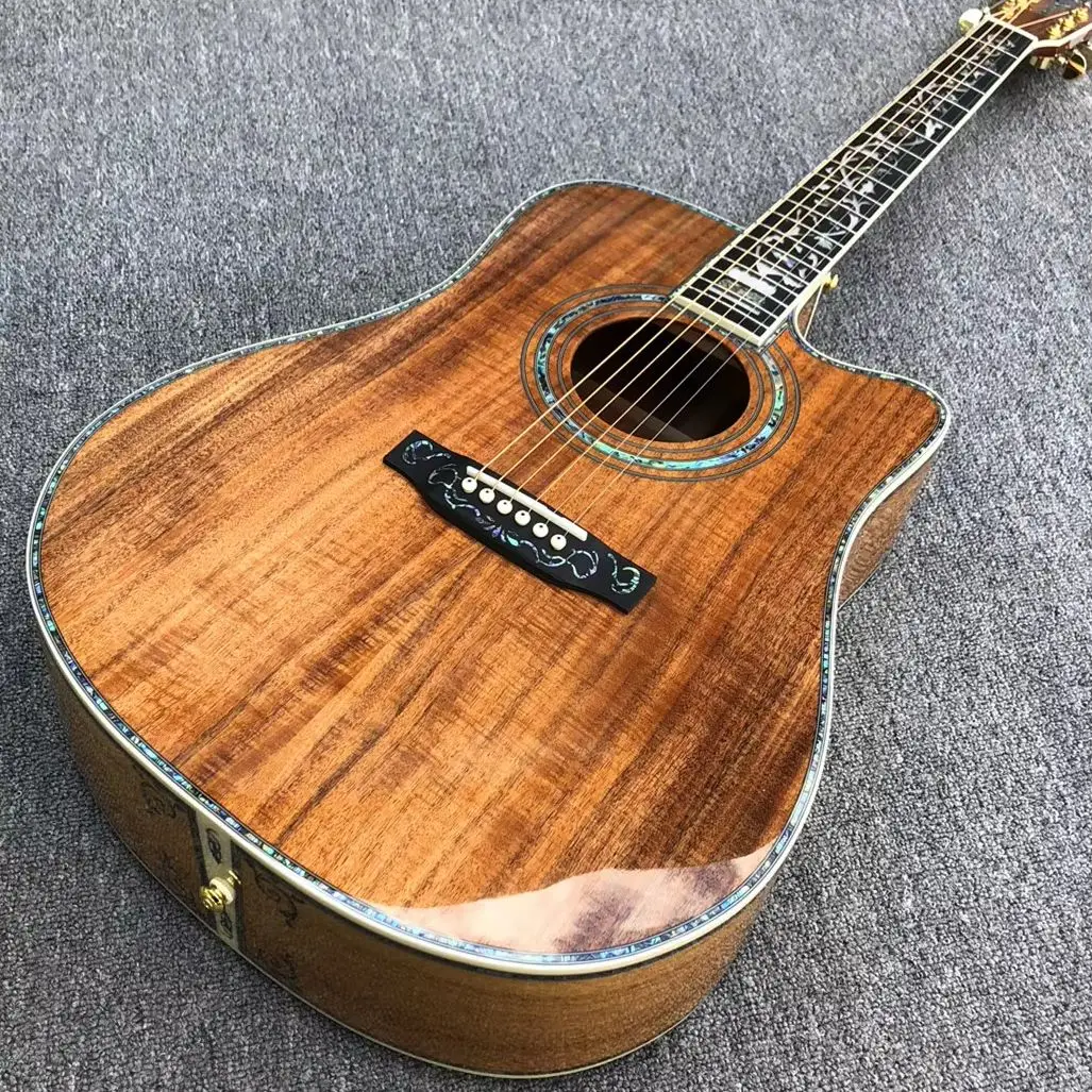

Cutaway 41 Inches All Koa Wood D Type Acoustic Guitar Abalone Ebony Fingerboard