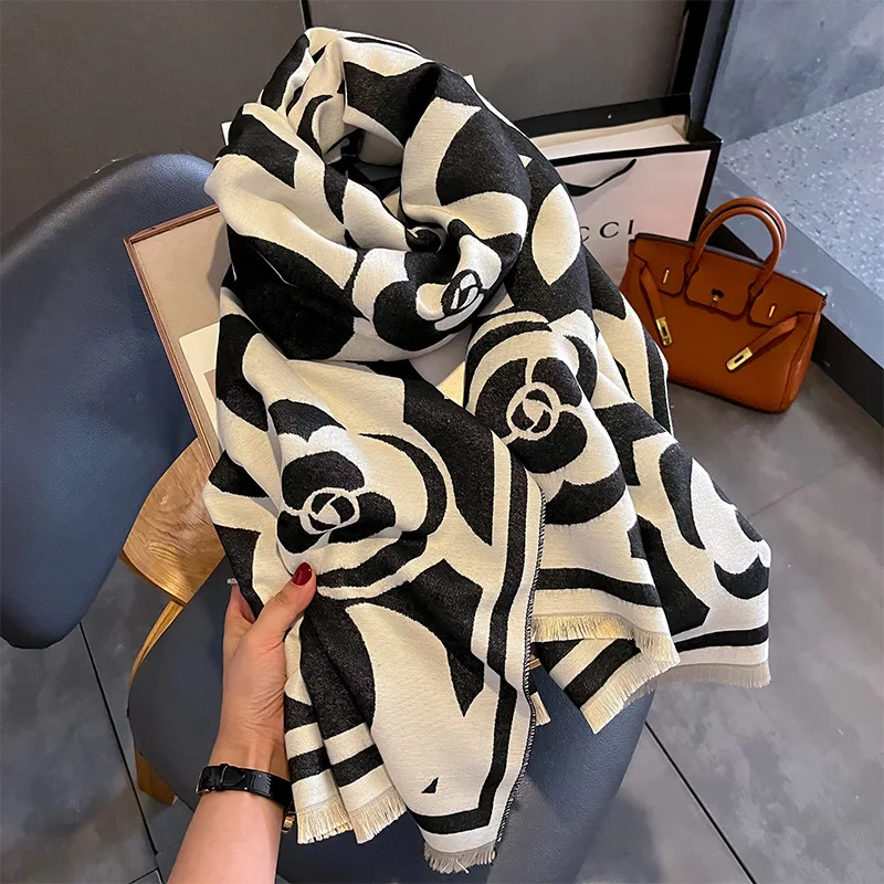 Luxury Brand Cashmere Scarf Women Winter Shawl and Wraps 2023 Design Caps Thick Blanket Bufanda Stoles Echarpe Femme Pashmina