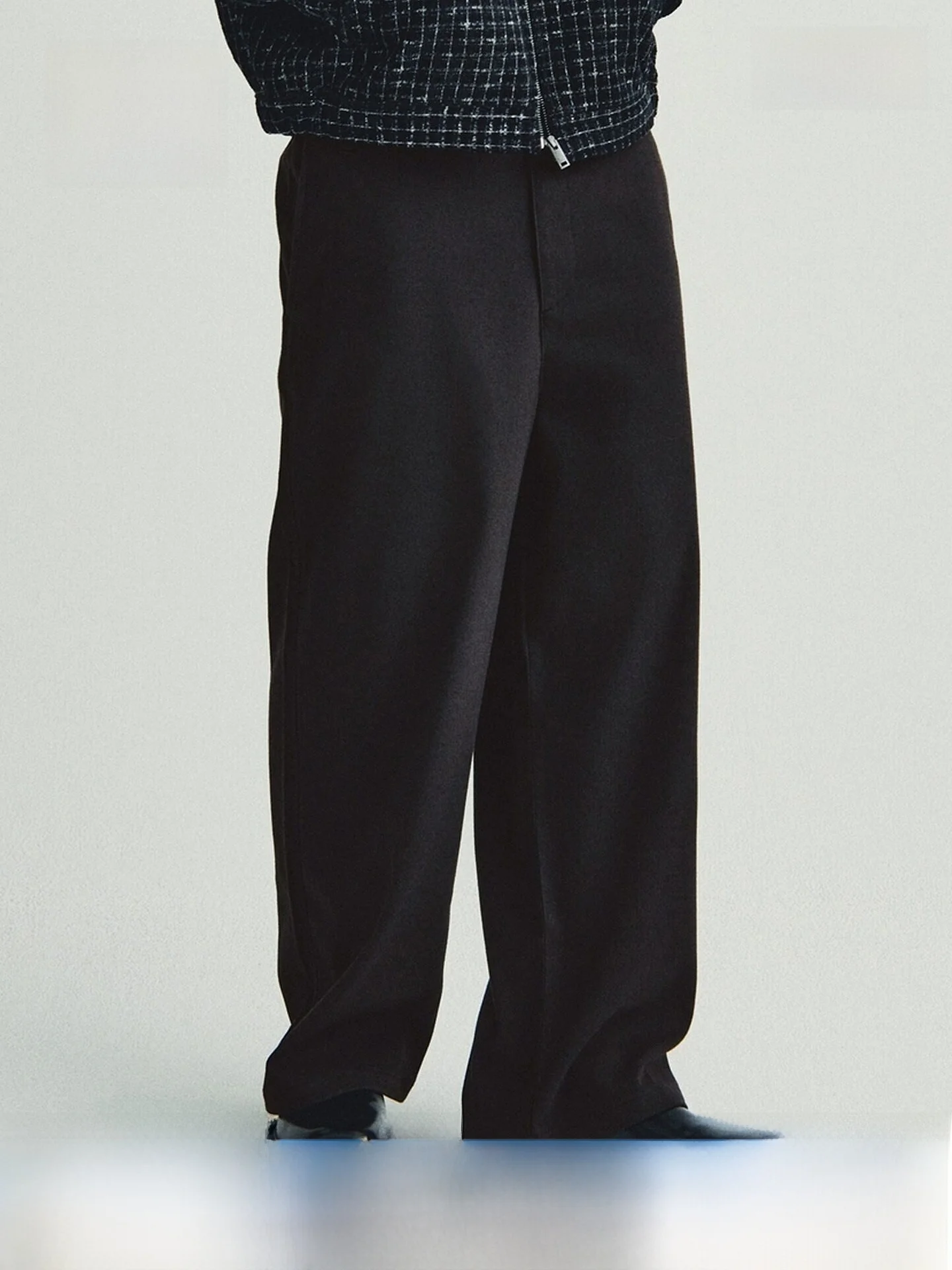 

H&M Men's Spring Loose Wide Leg Pants Diagonal Pattern Casual Trousers Polyester Fiber Lycra Fiber Daily Wear 38453