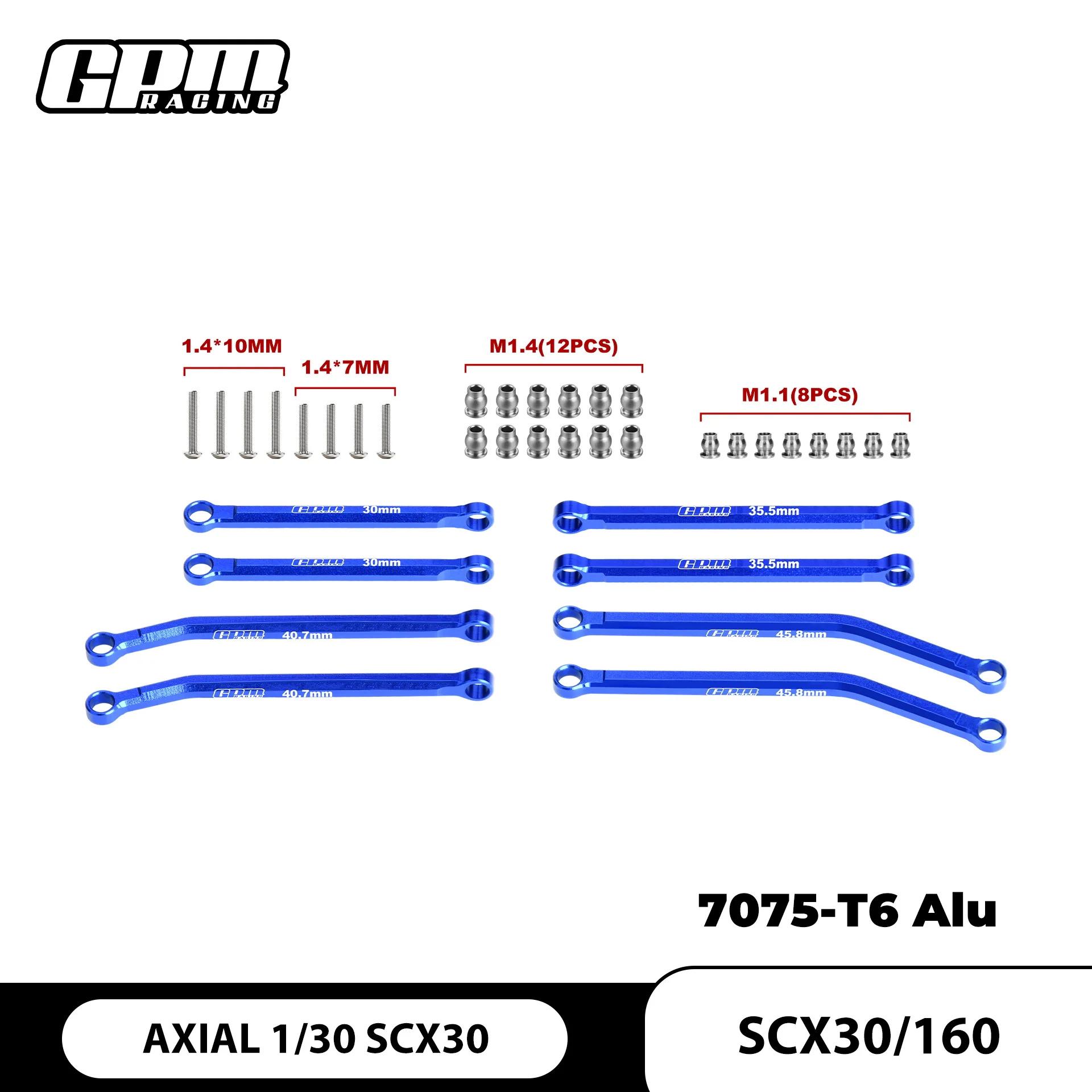 

HR AXIAL 1/30 SCX30 Wrangler 7075-T6 Aluminum Linkage Set 8pcs RC Crawler Accessories High Clearance Suspension upgrade part