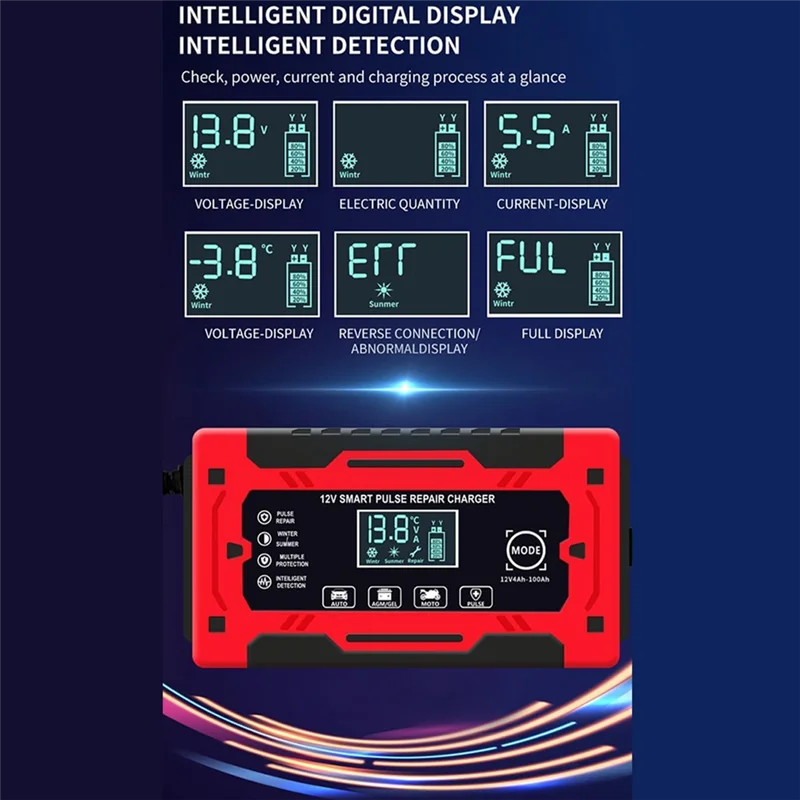 

AA84 12V&24V 6A Smart Fully Automatic Battery Charger With Temperature Compensation For Car Truck Motorcycle Battery