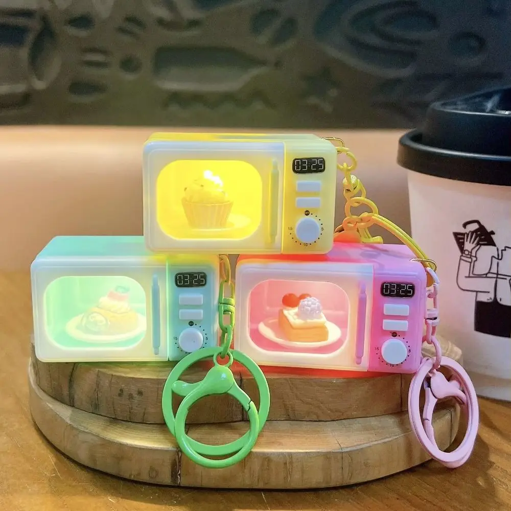 Creative Simulation Microwave Key chain Wallet Pendant Bag Charm Light-Up Kitchen Open The Door Glowing LED Appliance Key ring - view 2