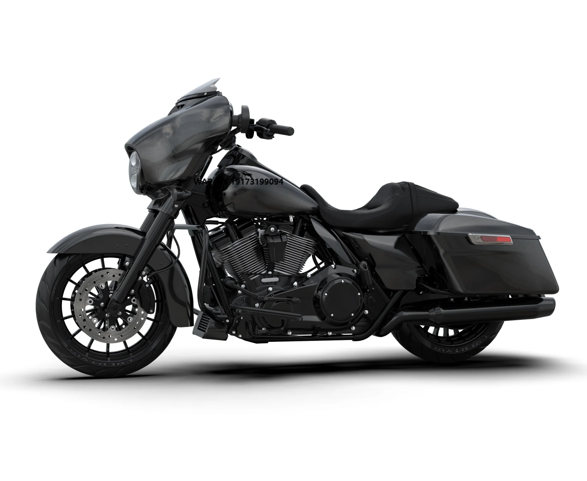 

Black Tempest Body Kit Fairing Kit Saddlebag Fender Gas Tank Fit for Harley-Street Glide