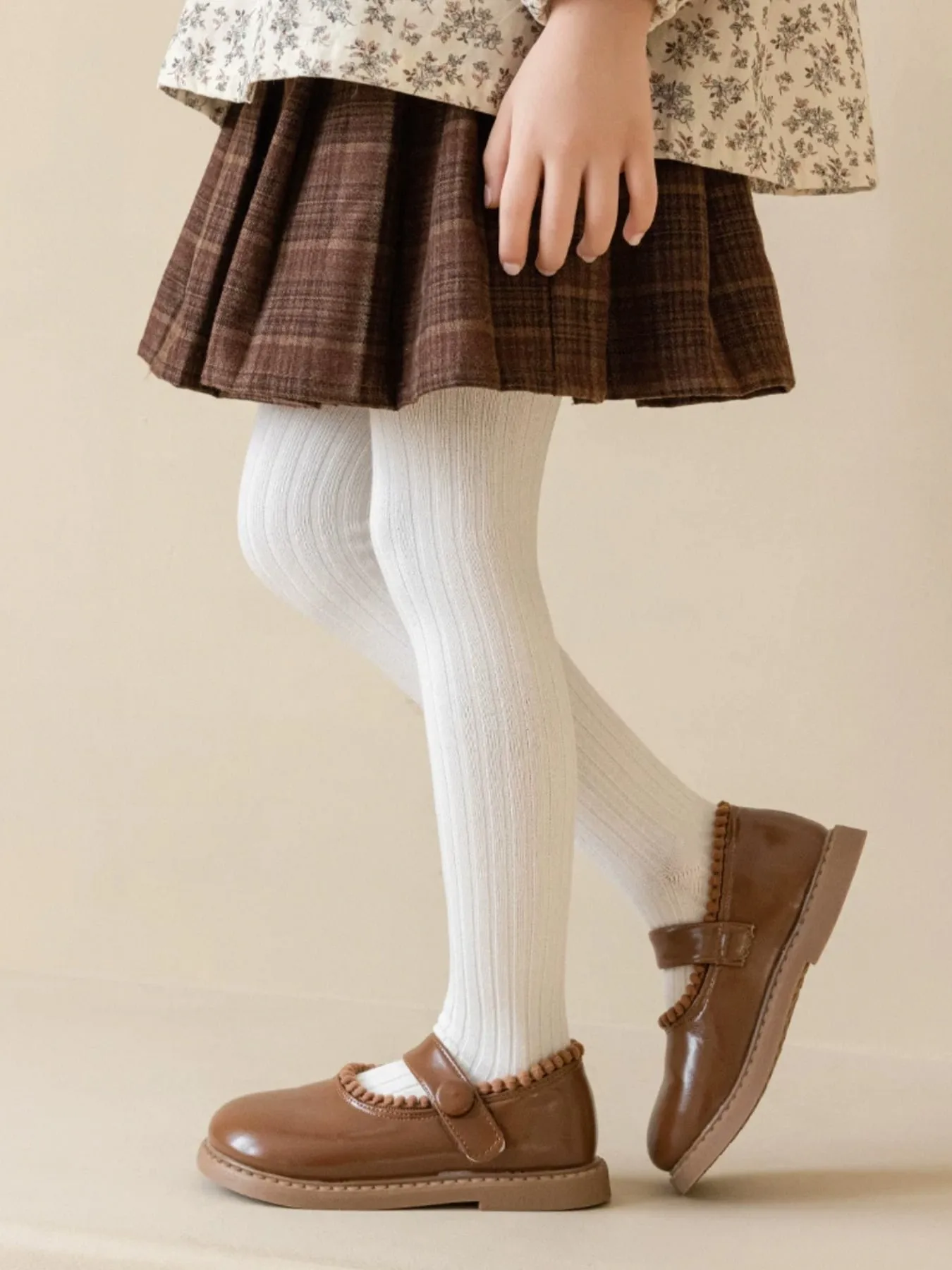 1 Piece Solid Ribbed Kids Girls Tights 0-12Y Soft Knit Pantyhose Spring Autumn Casual Daily Toddler Base Layer Legging Socks