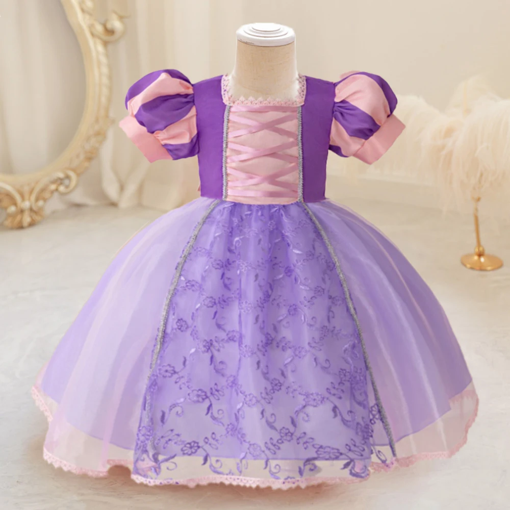 

Sophia Long Haired Princess Party Dress for Baby Girls Elegant 1st Birthday Baby Clothing Snow White Cosplay Performance Costume