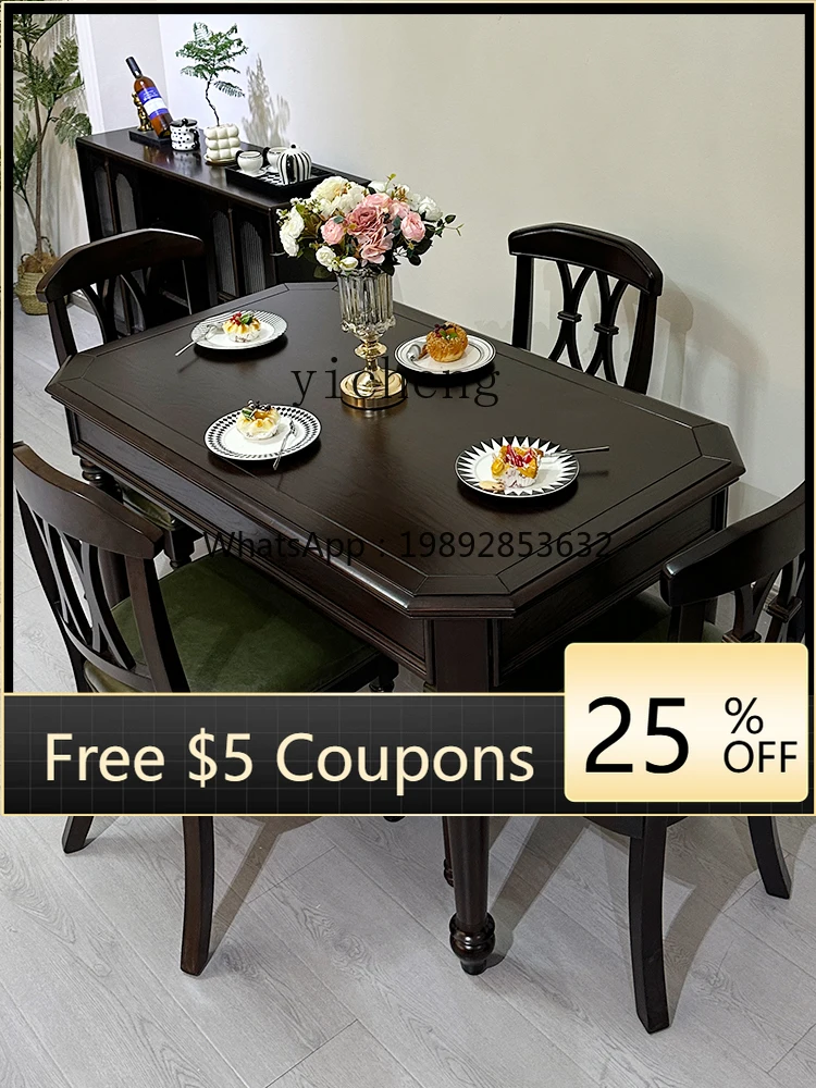 AA American-style Solid Wood Dining Table and Chair Set Rectangular Dining Table for Home Use Simple Design