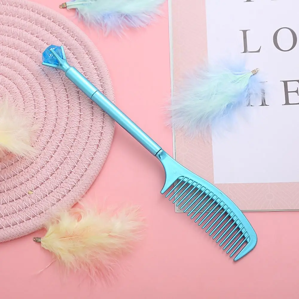 Writing Tools Creative Comb Shape Gel Pen Luxury with Comb Neutral Pen Water-based Big Rhinestone Signature Pen Student