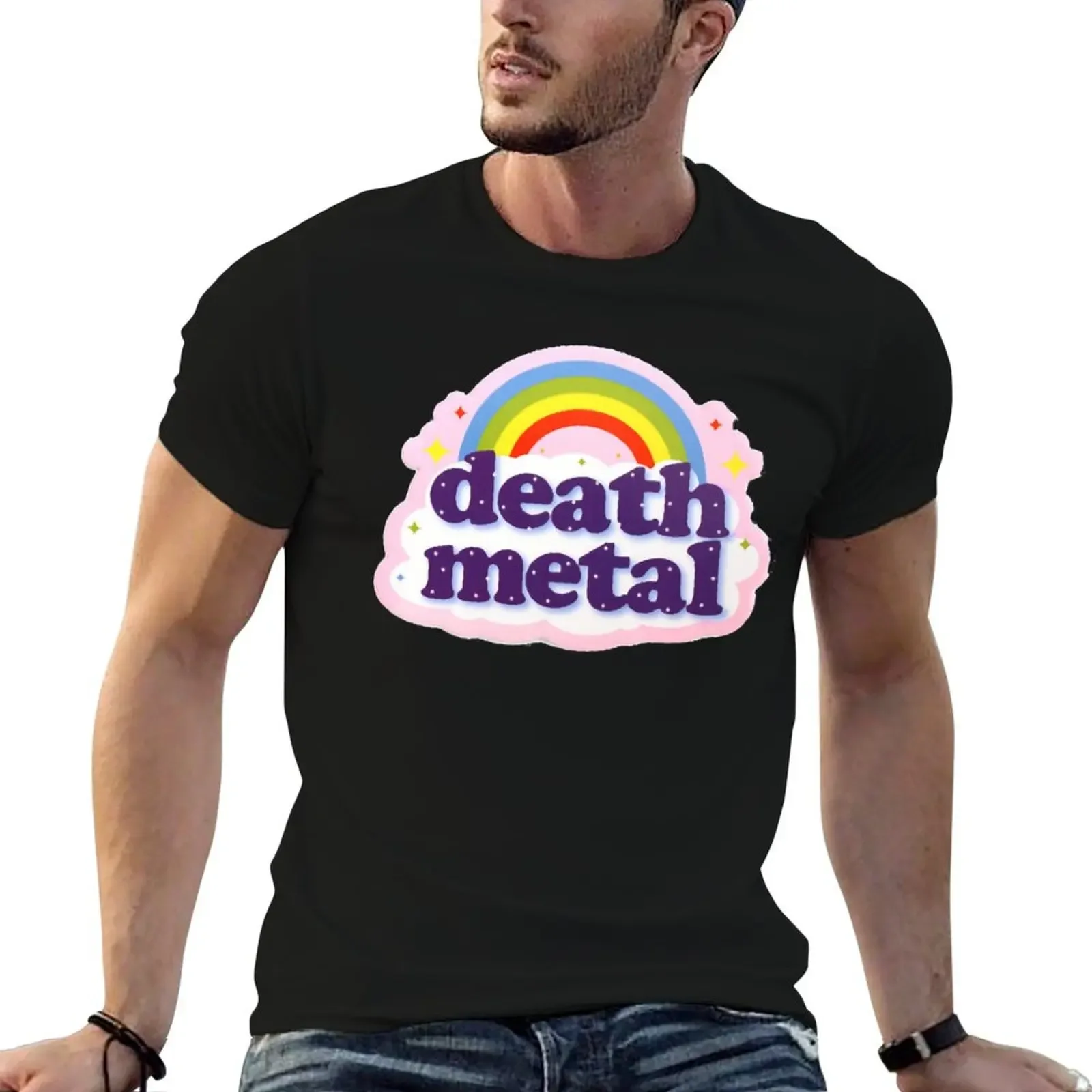 Death metal rainbow T-Shirt anime figures graphic tee shirt big and tall t shirts for men