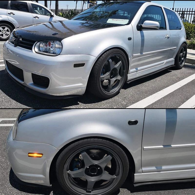 Smoked Lens Amber LED Front Bumper / Fender Side Marker Lights For 1999-2005 Volkswagen MKIV Golf MK4 GTI/R32 Gen4 Jetta Cabrio view 6