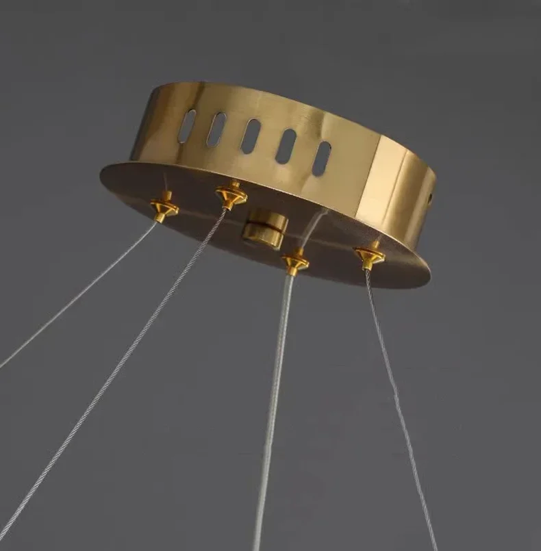 

Luxury Gold Ring 40/60/80/100cm Chandelier Cloud Glass Adjustable Ceiling Pendant Light Dimmable Living Room Dining Room Fixture