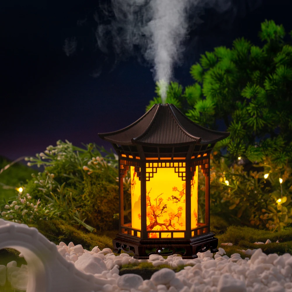 New small pavilion humidifier night light home Chinese style, home office humidifier USB portable water supplement car image 6