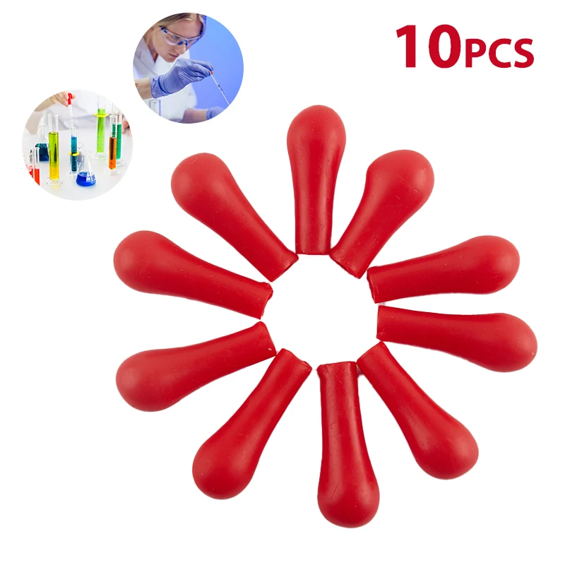 Lâmpada de borracha vermelha cabeça caindo garrafa, inserir pipeta, laboratório suprimentos, 10pcs