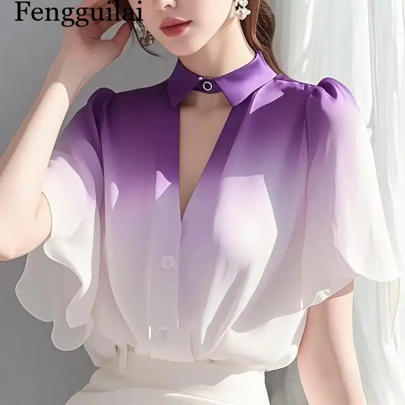Color Blouse Tops Simplicity Elegant Trend Summer Popular and Unique Small Shirts