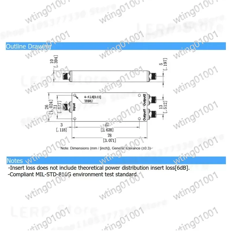 for GPD-2-020400-E Cost Effective 1 to 2 Way Divider 2.92mm Jack 20 Watt Capacity 2GHz to 40GHz Frequency Range High