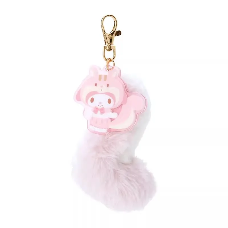 8-10Cm Anime Sanrio Hello Kitty My Melody Kuromi Plush Keychain Pendant Cartoon New Forest Animal Plush Tail Pendant Bag Pendant