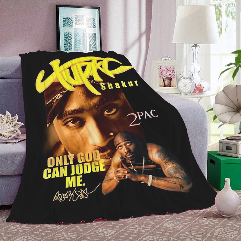 Warm Winter Blankets 2PAC Tupac Flannel Decorative Sofa Knee Bed Fleece Camping Nap Fluffy Soft Blankets Microfiber Bedding