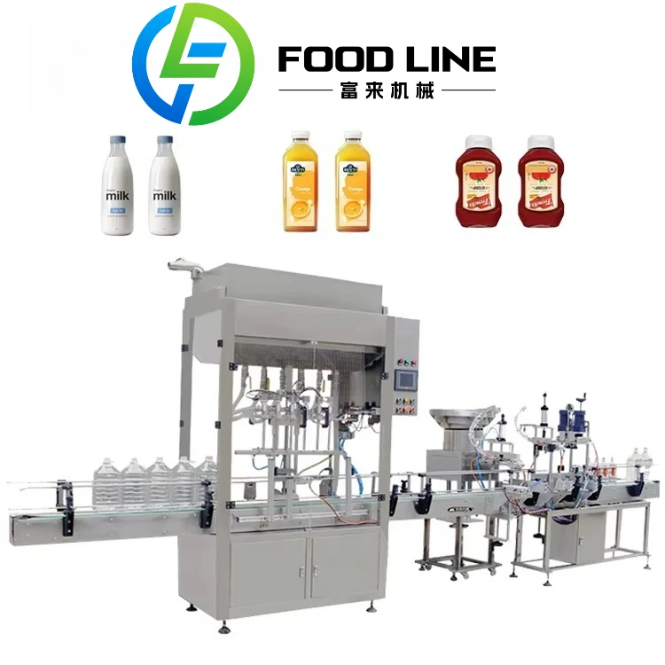Fully Automatic Multifunctional Juice Oil Soda Drinking Water Beverage Milk Bottles Liquid Filling and Capping Machine