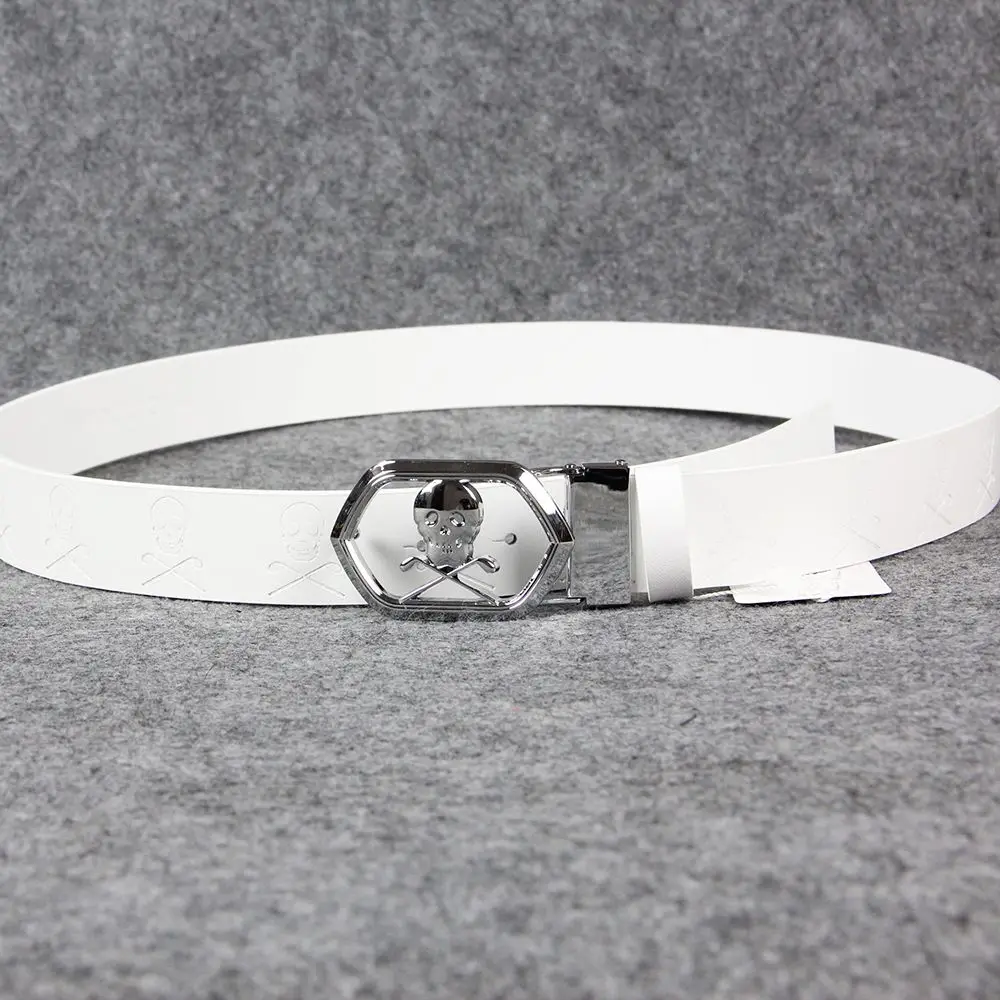 حزام جولف نسائي، حزام جلدي مريح بنمط جمجمة عصري، مناسب للسيدات