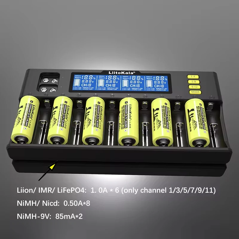 LiI-S12 Smart Charger 14 Slots - CE Certified Universal Charger for Li-ion/LiFePO4/Ni-MH/9V Batteries 18650, 26650, AA view 4