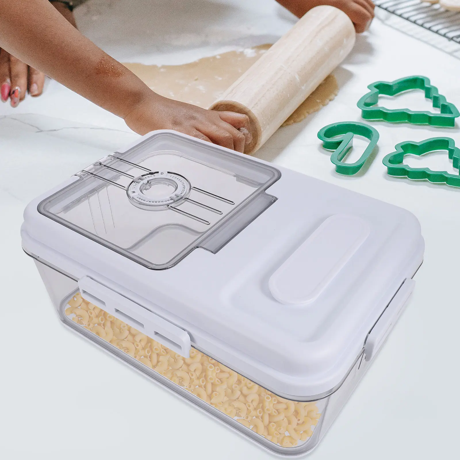 

Большой контейнер для хранения риса на 2,5 кг с герметичной крышкой для кухни, для хранения сухих продуктов, зерна, бобов, с прозрачным окошком