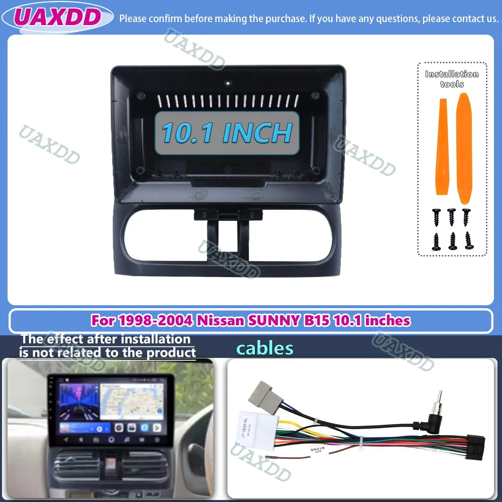 Car Radio Fascia Panel Accessory for Nissan Sunny B15 1998-2004 Dashboard Kit Facia Installation Console Bezel Adapter 10.1 inch