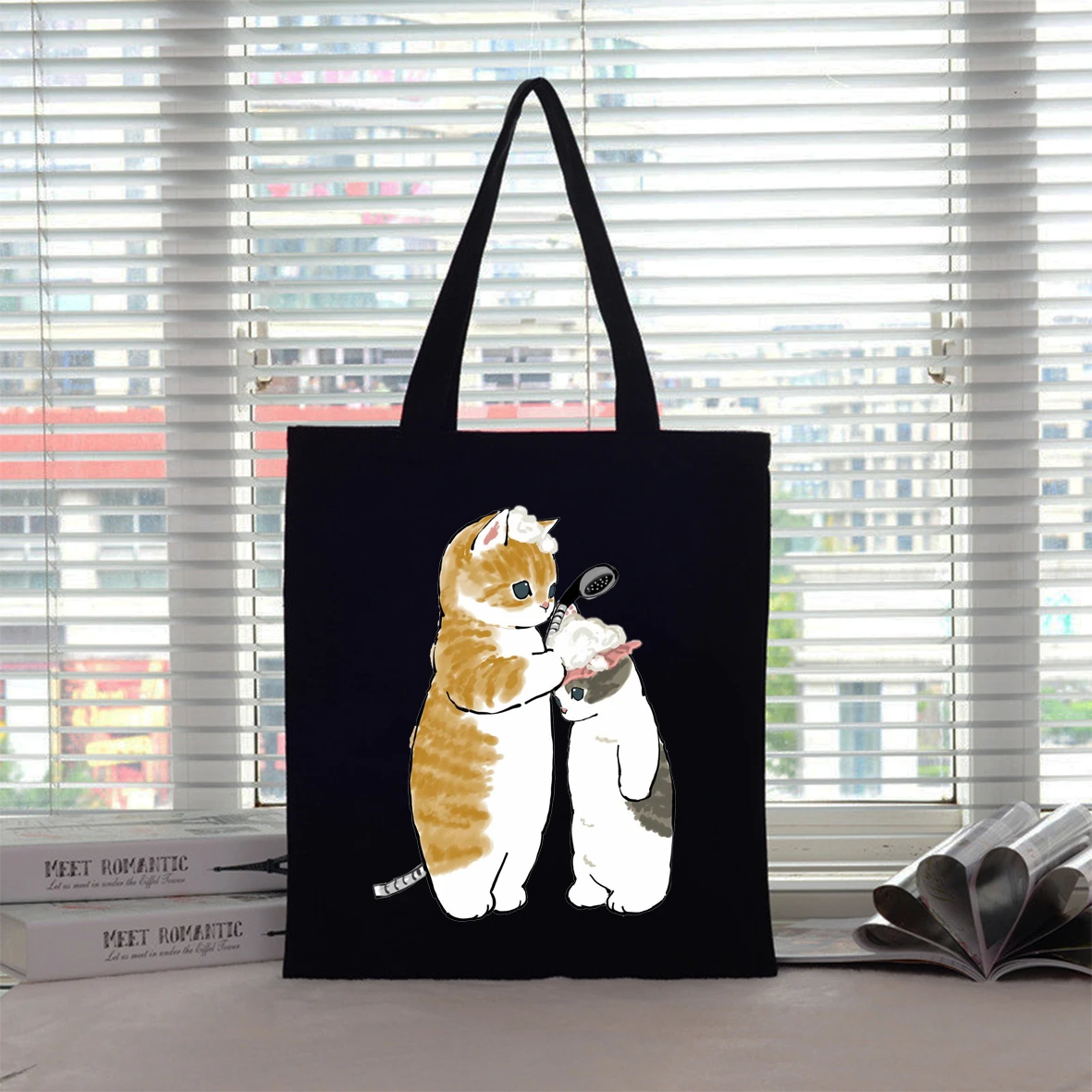 Tote Bag Women\'s Bag Shopping Bags Cat Canvas Boutique Eco Friendly Products Designer Handbags Reusable Customizable Big Shopper