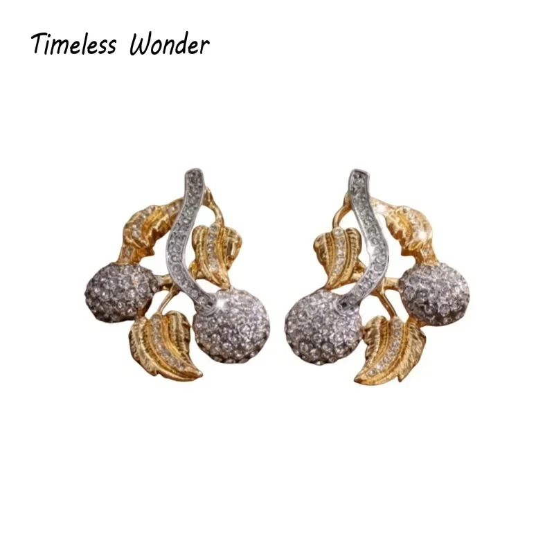 

Timeless Wonder Fancy Zircon Geo 2 Tone Fruits Stud Earrings for Women Designer Jewelry Gift Brincos Trendy Top Mix Rare 3232