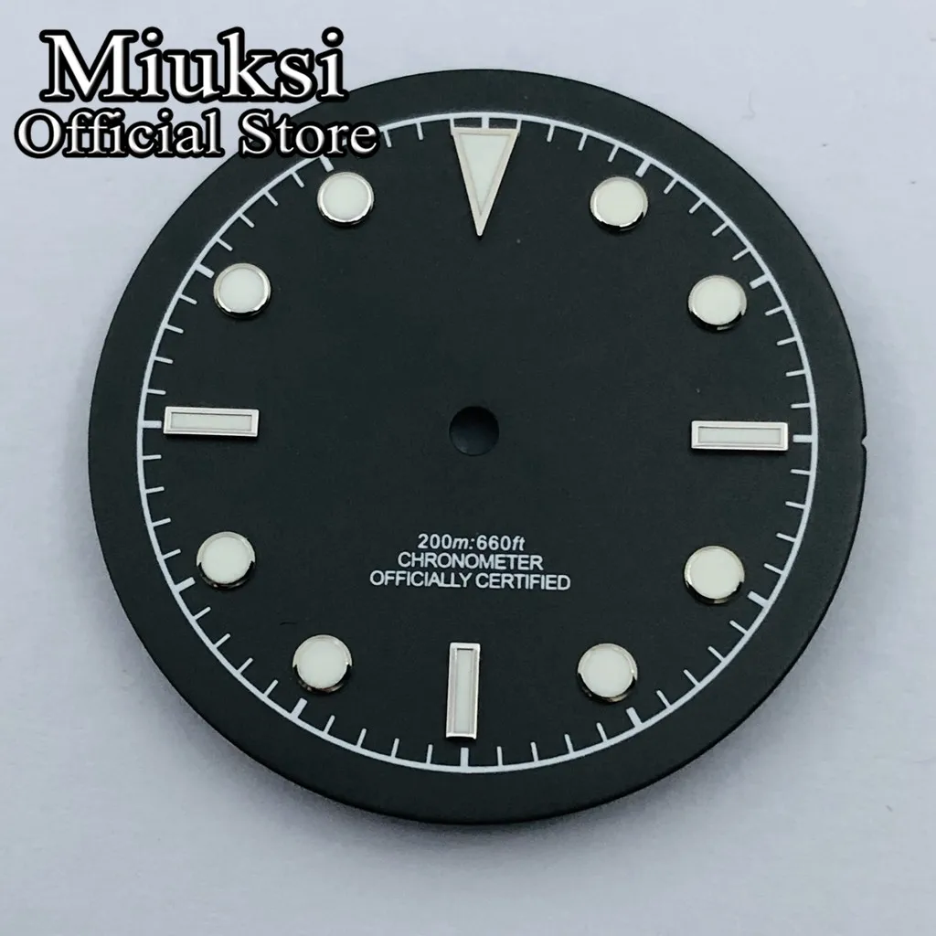 Miuksi 33.5mm black blue green watch dial luminous dial fit NH35 ETA2824 2836 Miyota 8215 Mingzhu DG2813 3804 PT5000 movement