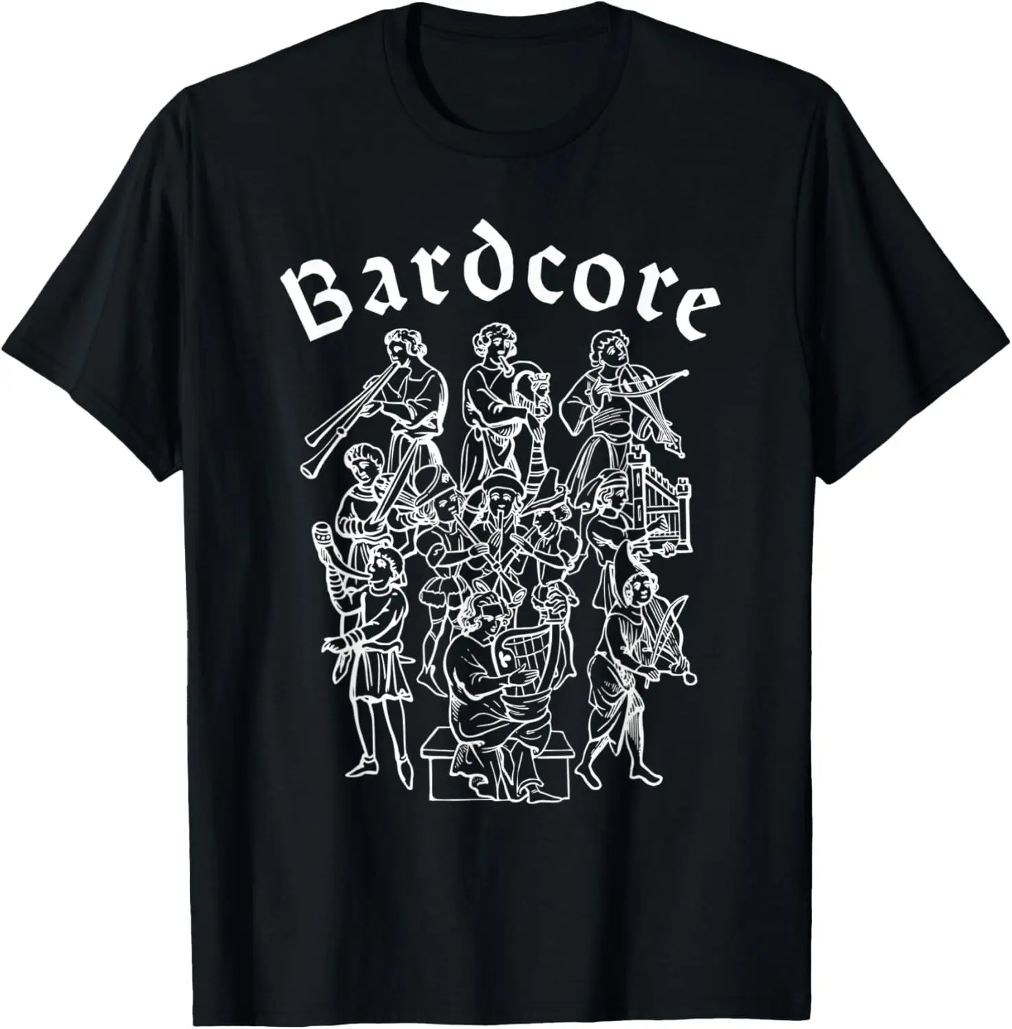 Camiseta de banda Bard con instrumento musical medieval Bardcore