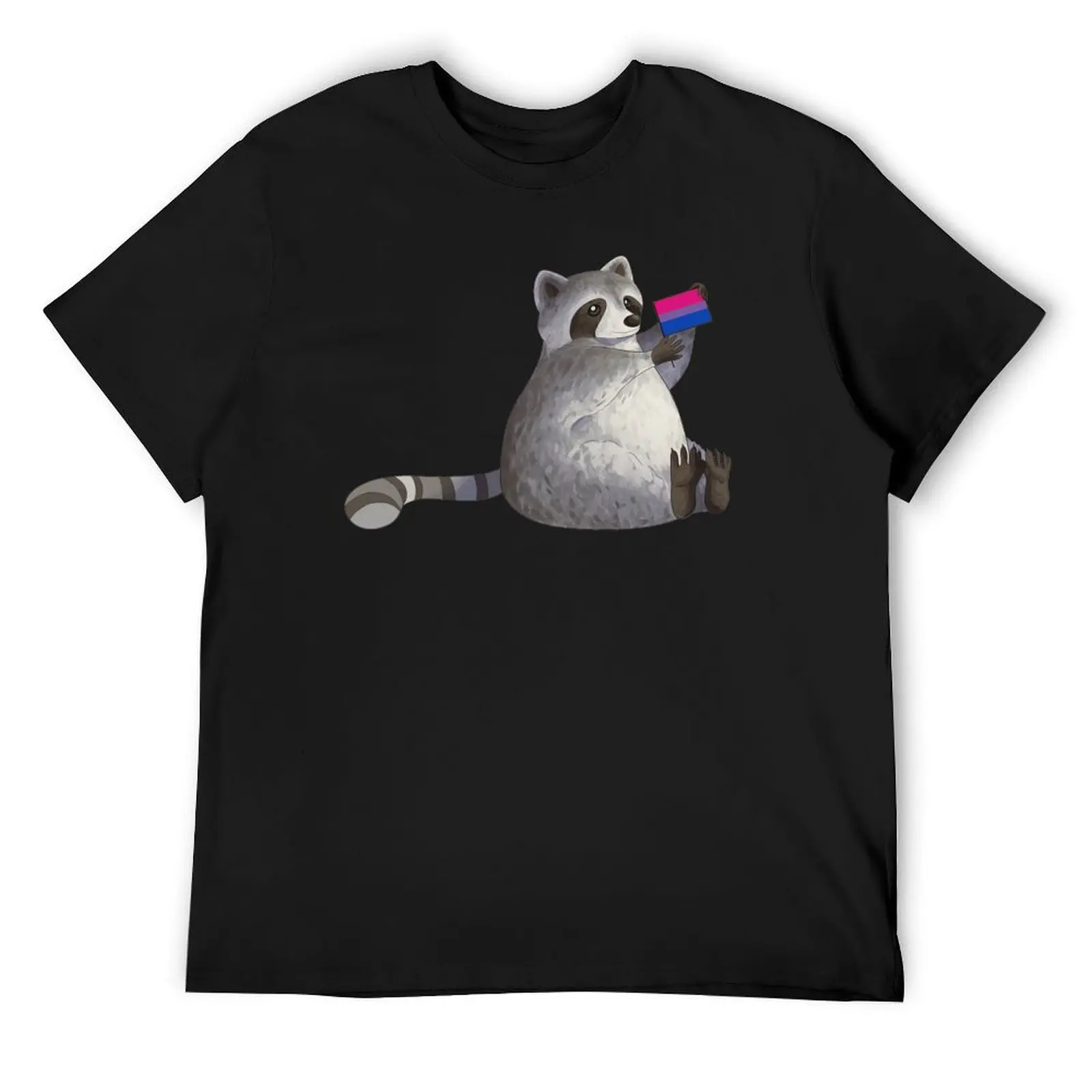 

Bisexual Pride Raccoon T-Shirt man t shirt baggy shirts quick drying cotton graphic tees clothing for men