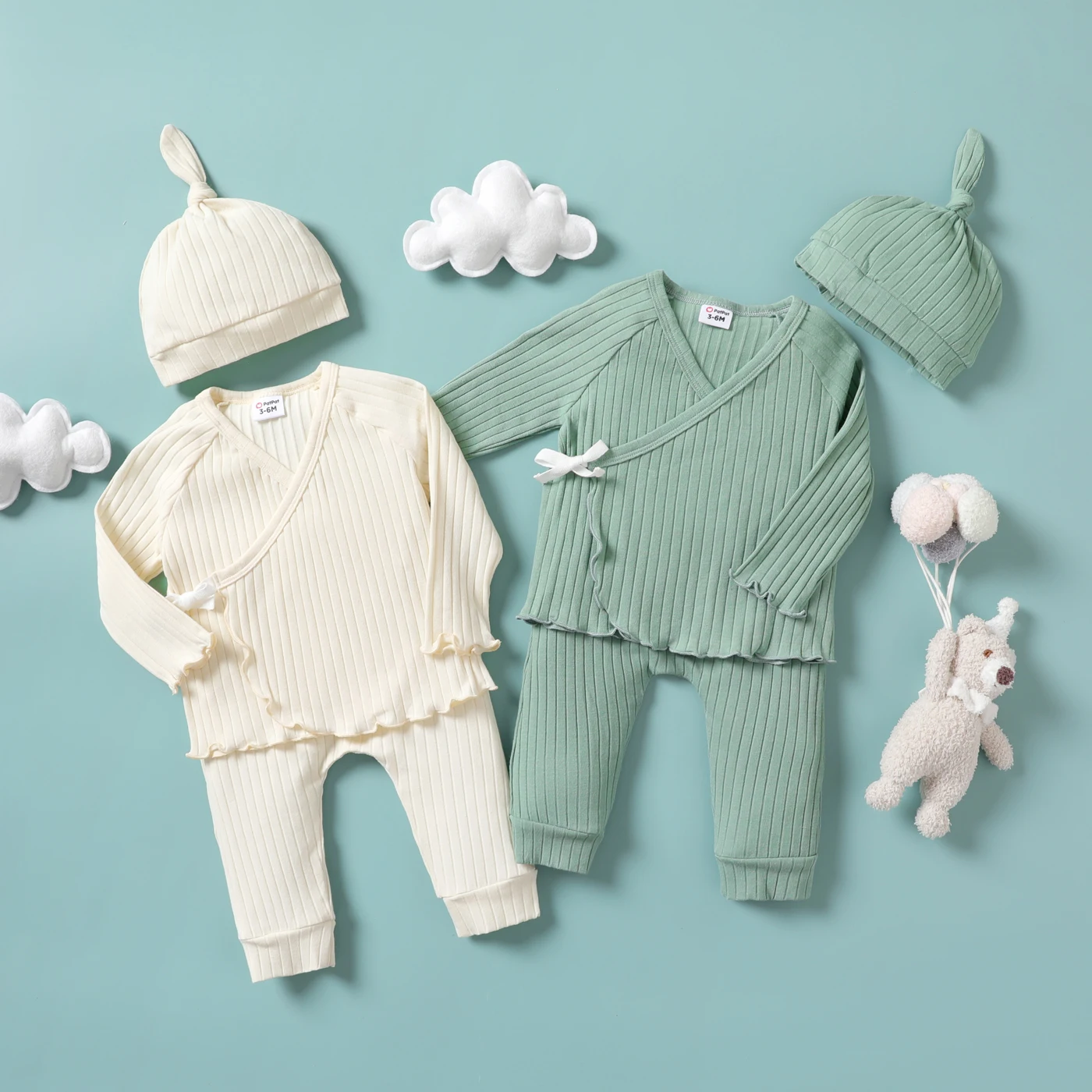 

PatPat 2pcs Baby Girl/Boy Casual Solid Color Set