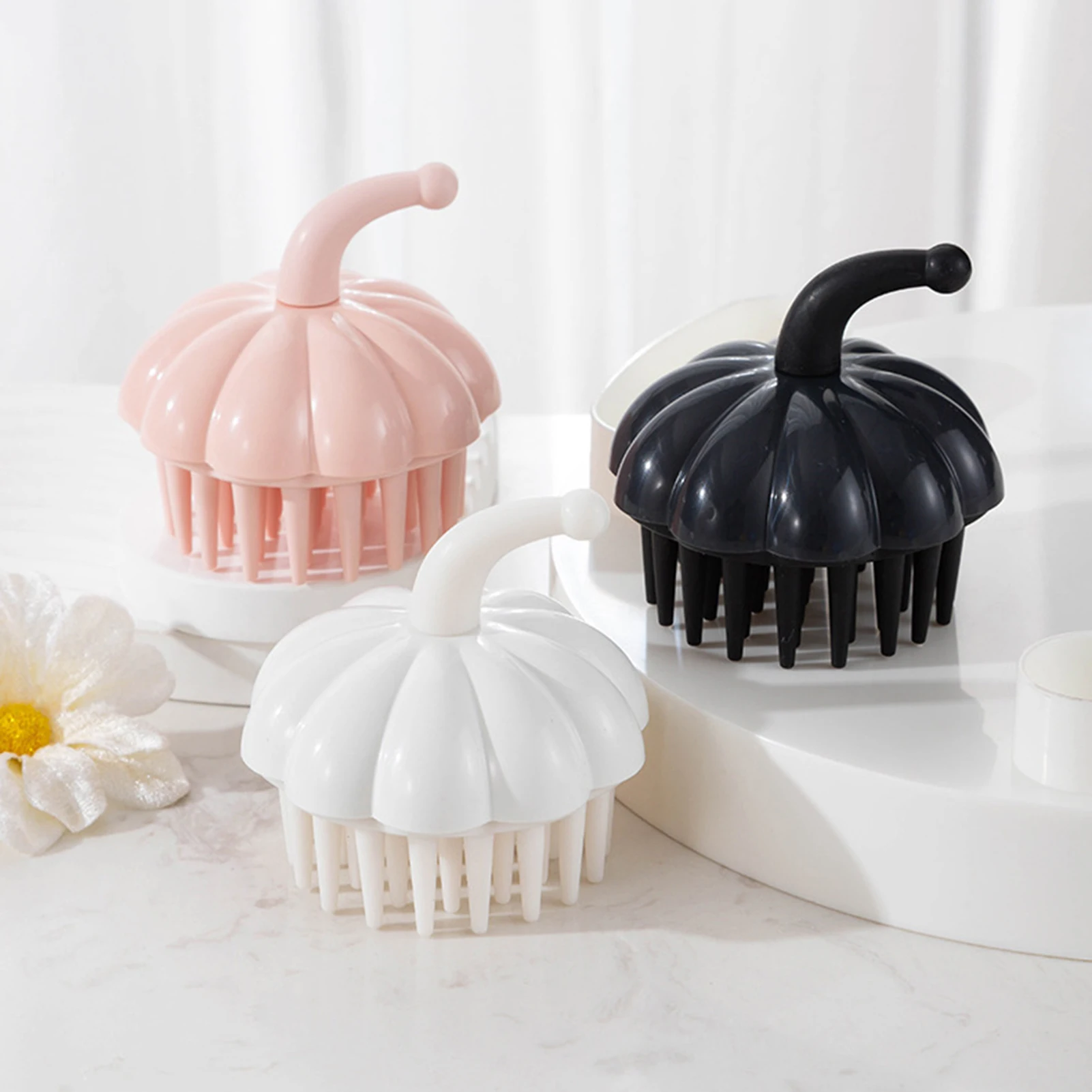 Tragbare Massage Haar Kamm Weiche Silikon Kopfhaut Massage Beruhigende Kamm Kreative Kürbis Geformt Tasche Kamm Friseur Zubehör