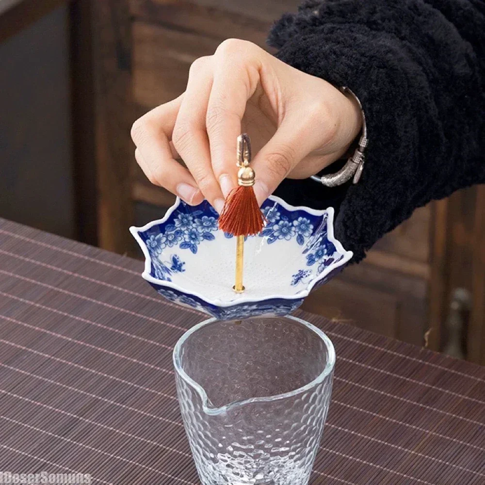 2025 New Creative Blue and White Umbrellas Tea Filters Ceramic Filters Tea Ceremony Decoration Tea Accessories Gift for Friends