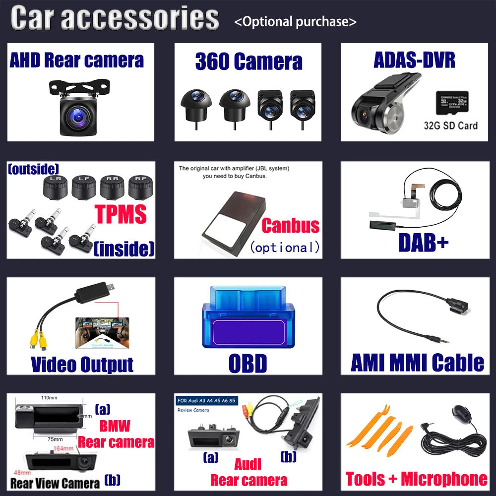 Только для нашего устройств. Аксессуары для AHD-камеры заднего вида. USB-видеорегистратор. Камера 360. TPMS OBD. Инструменты. Микрофон. CANBUS Android. Автомобильное радио.