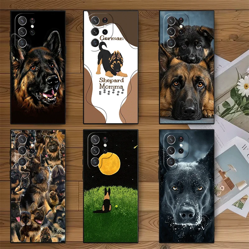German Shepherd Dog Soft Phone Case for Samsung Galaxy S26 S25 Edge S24 Ultra S23 Plus S22 S21 FE S20 Black Cover Back Shell