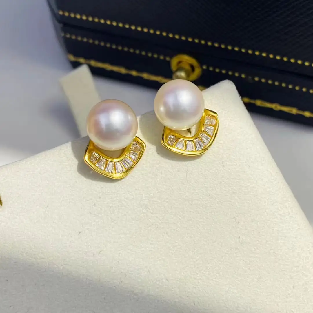 

Wholesale S925 Sterling Silver Earrings Mount Findings Settings Base Mounting Parts Accessory for 7-8mm Pearls 5 pairs/lot