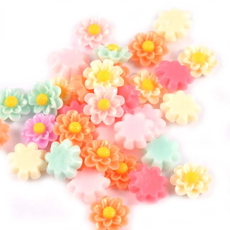 50PCS flatback Resin Cabochons flower for Scrapbooking Cameo Craft  DIY 10mm Phone Nails Decals Decor ornaments cp1481